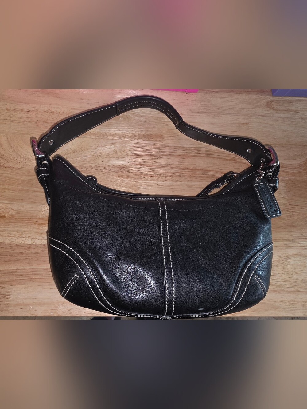 Coach Vintage Mini Y2K Soho Hobo Black Leather Shouder Bag Purse 9541